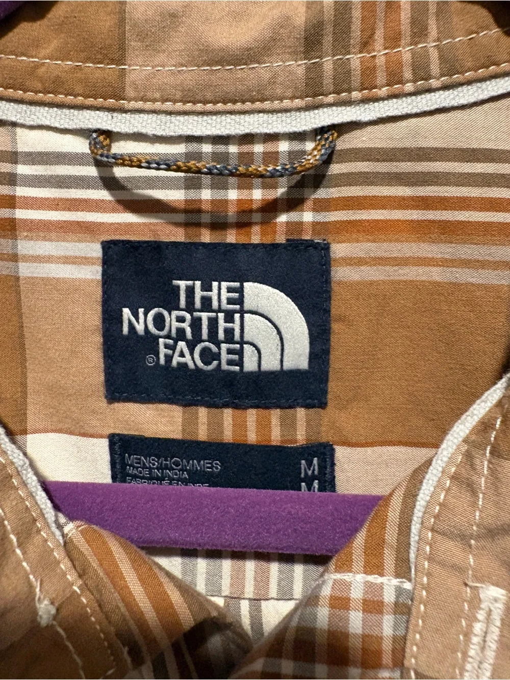 The North Face Men's Short Sleeve Plaid Button-Down Shirt - Brown & White